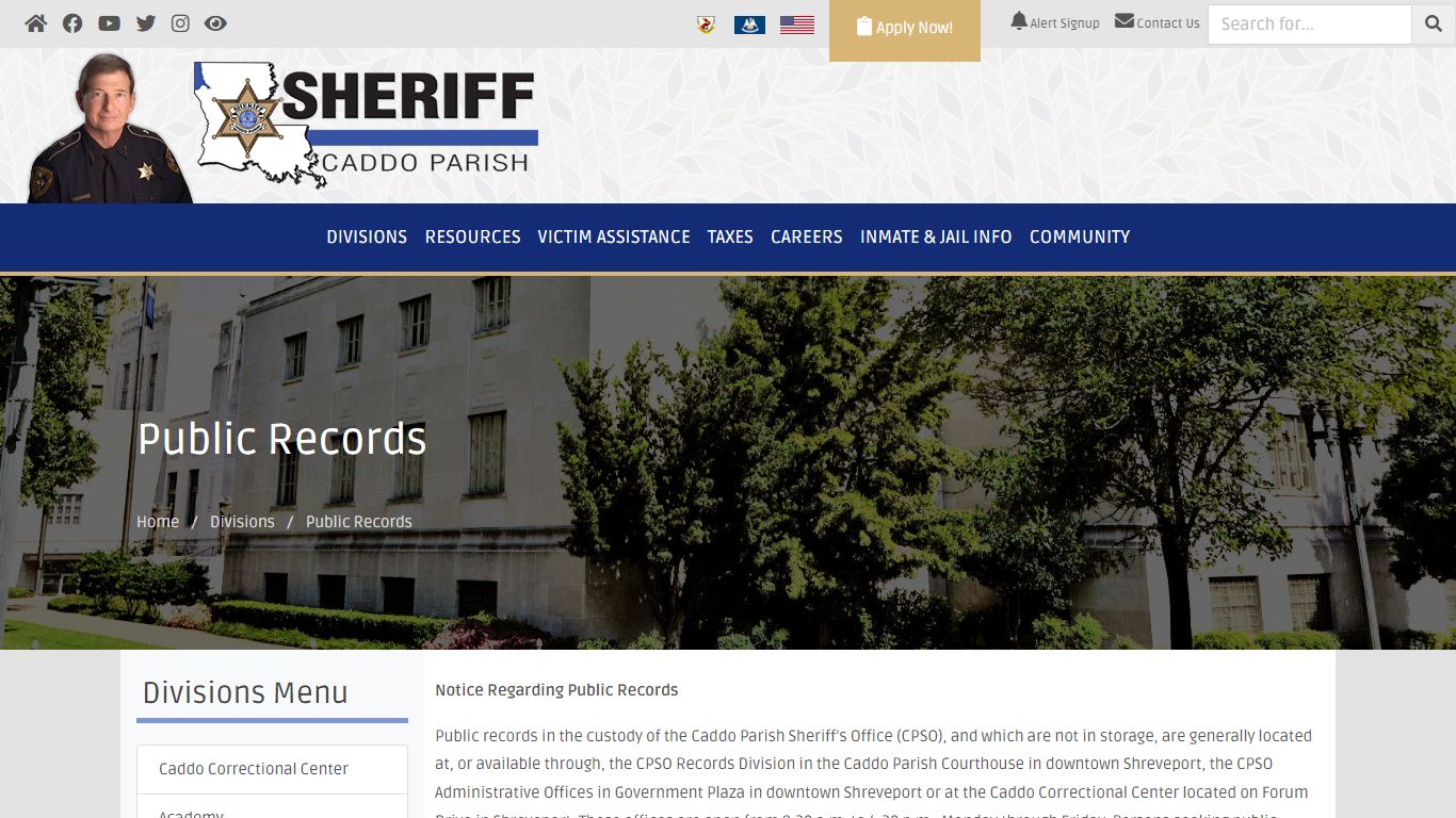 Public Records - Caddo Parish Sheriff's Office