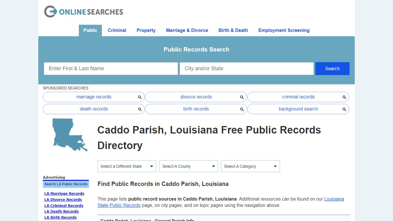 Caddo Parish, Louisiana Public Records Directory