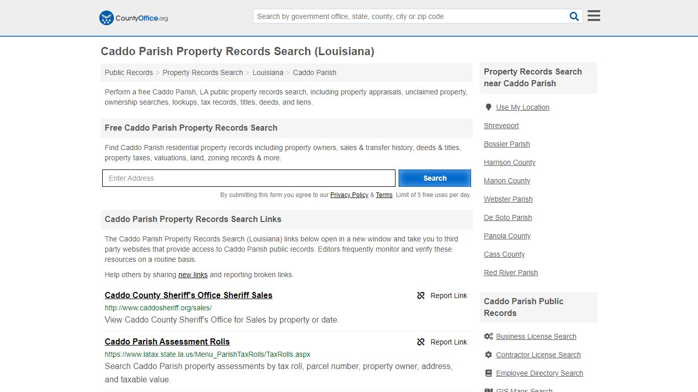 Property Records Search - Caddo Parish, LA (Assessments ...